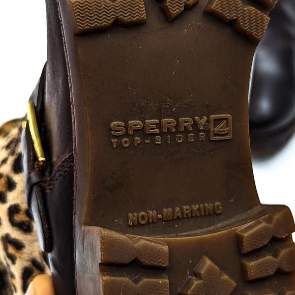 Sperry Women Stark Cheetah Buckle Brown Leather Ankle Boots Size 6.5 - Picture 5 of 12